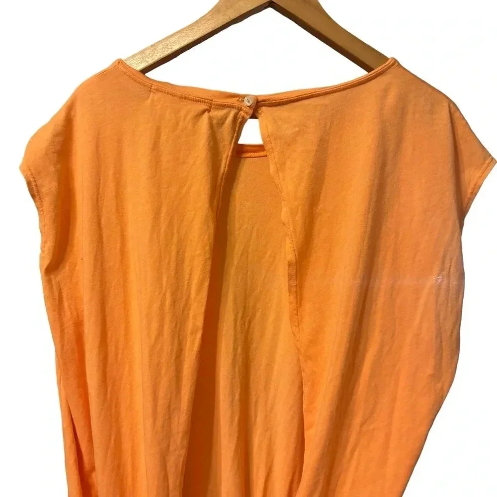 Free People Beach Orange Creamsicle Short Sleeve Romper Open Back Size Small